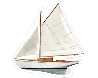 Watercolor Sailboat Sticker, Coastal Decor, Sailing Gift, Nautical Decal, Boat Lover Gift, Aesthetic Stickers, Laptop Sticker