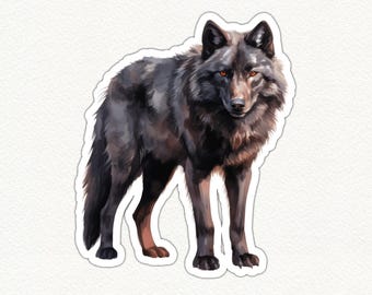 Wolf Sticker, Black Wolf Decal, Laptop Sticker, Journal Decoration, Animal Sticker, Nature Sticker, Eco Friendly Sticker