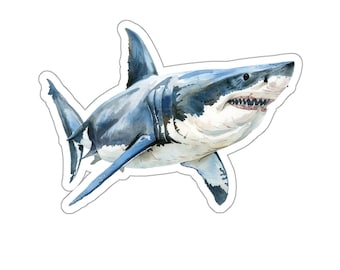 Gran pegatina de vinilo de tiburón blanco para computadora portátil, botella de agua, teléfono, coche, calcomanía impermeable para ventana de pared de parachoques, regalo perfecto de tiburón
