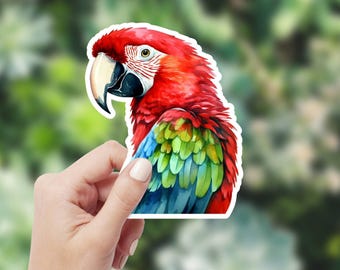 Adesivo in vinile colorato a forma di pappagallo, decalcomania impermeabile per uccelli ara, decorazione per laptop, adesivo impermeabile a forma di pappagallo, adesivo ecologico