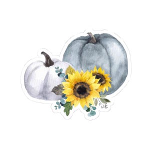 Fall Pumpkin Sticker, Sunflower Decal, Autumn Sticker, Waterproof Stickers, Laptop Stickers, Planner Sticker, Thanksgiving Gift Ideas