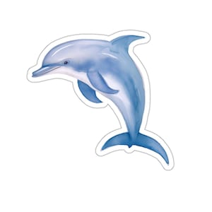 Watercolor Dolphin Sticker, Ocean Animal Vinyl Decal, Waterproof Sticker for Laptop Water Bottle Car Window Wall, Marine Life Illustration
