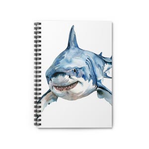 Shark Lover Gift Journal, Ocean Notebook for Marine Biologist, Watercolor Shark Spiral Notebook, Student Notes, Teacher Gift, School
