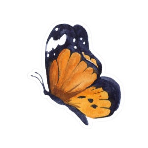 Monarch Butterfly Sticker, Watercolor Art, Bug Stickers, Gift For Her, Laptop Decal, Waterproof Stickers