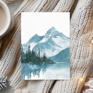 Confezione da 10 biglietti d'auguri con vista sulle montagne, cartolina con paesaggio acquerellato, cartolina con arte scenica, cartolina con arte naturalistica con buste