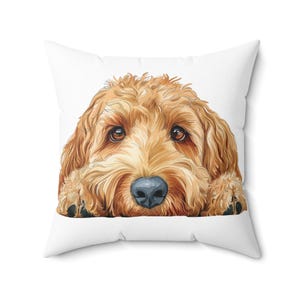 Goldendoodle Pillow, Peeking Dog Square Throw Pillow Print, Decor Accent Cushion with Cover and Insert, Spun Polyester, Dog Lover Gift image 7