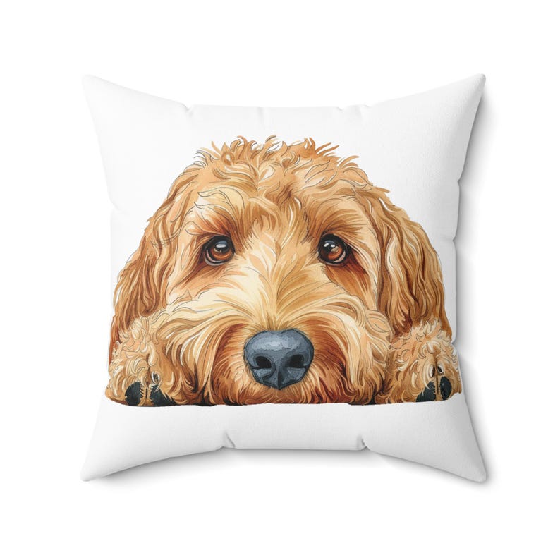 Goldendoodle Pillow, Peeking Dog Square Throw Pillow Print, Decor Accent Cushion with Cover and Insert, Spun Polyester, Dog Lover Gift image 7