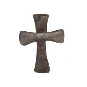 Gothic Black Cross Vinyl Sticker, Christian Symbol Decal, Waterproof and Glossy, Laptop or Water Bottle Accessory