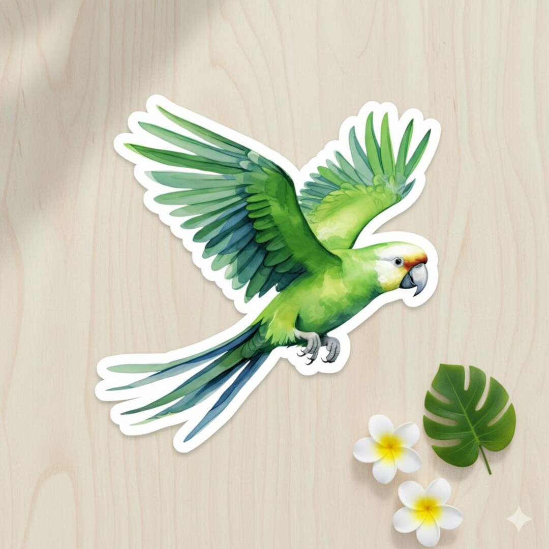 Green Parrot Vinyl Sticker Glossy Waterproof Eco Friendly Stickers for ...