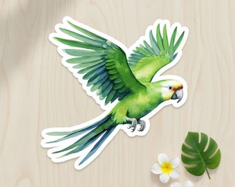 Grüner Papagei Vinyl Aufkleber Glänzend Wasserdicht Umweltfreundliche Aufkleber für Laptop Wasserflasche Fenster Telefon Dekor