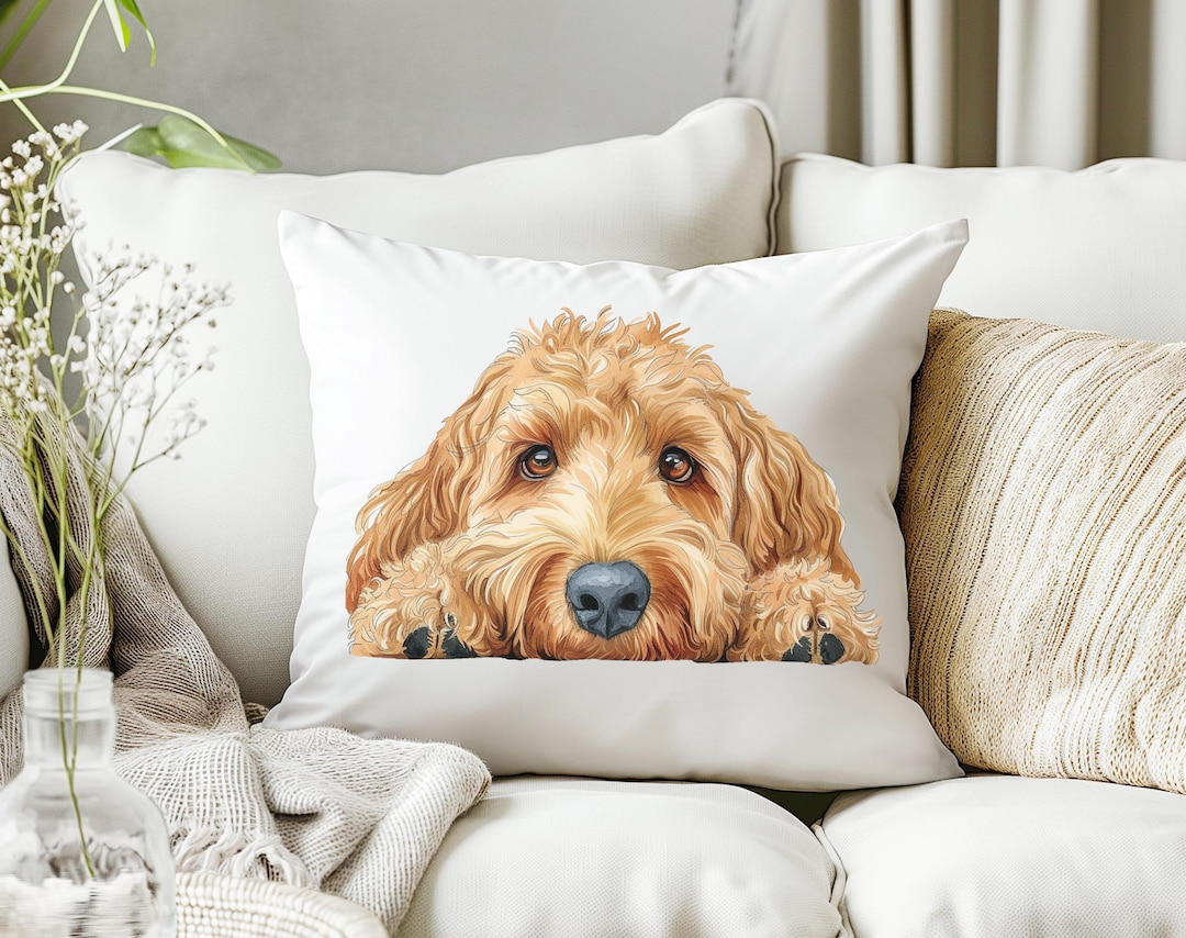 Goldendoodle Pillow, Peeking Dog Square Throw Pillow Print, Decor Accent  Cushion With Cover and Insert, Spun Polyester, Dog Lover Gift