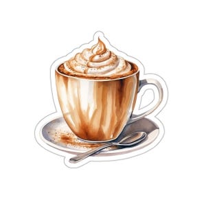 Coffee Sticker, Latte Art Sticker, Aesthetic Stickers, Gift for Coffee Lover, Cafe Decor, Laptop Decal, Water Bottle Sticker