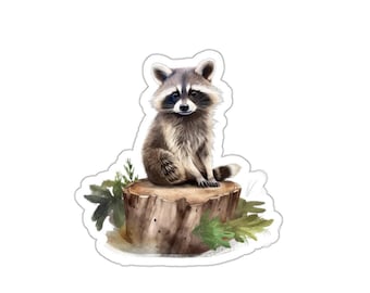 Raccoon Sticker, Cute Animal Stickers, Forest Creature Decal, Laptop Sticker, Gift for Her, Waterproof Stickers, Watercolor Sticker