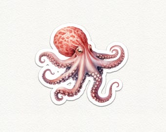 Cute Octopus Sticker, Waterproof Vinyl Decal, Ocean Animal Art, Laptop Water Bottle, Marine Life Sticker, Fun Gift Idea