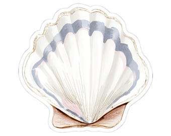 Snäckskalsdekal, akvarellklistermärke, nautisk dekor, strandvibbar, present till havsälskare, kustkonstklistermärke, sommarklistermärken, snäckskaldekal
