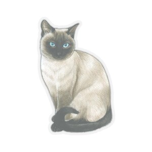 Siamese Sticker Cute Siamese Cat Sticker, Siamese Cat Vinyl Sticker, Watercolor Cat Art ...