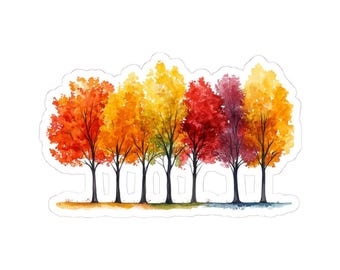 Fall Tree Sticker, Autumn Colors, Watercolor Sticker, Laptop Decal, Planner Stickers, Scrapbook Sticker, Gift for Nature Lover, Fall Decor