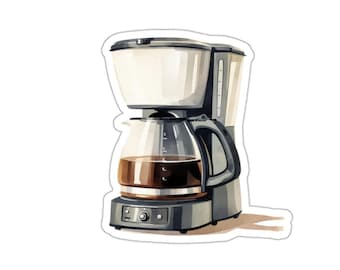 Coffee Maker Sticker, Watercolor Coffee Pot Decal, Kitchen Sticker, Gift for Coffee Lover, Coffee Station Decor