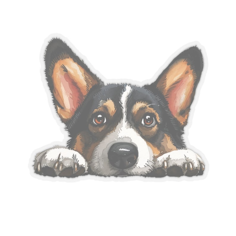 Tri Color Cardigan Corgi Sticker, Peeking Dog Waterproof Vinyl Sticker For Laptop Water Bottle Phone Wall Car Window Decal Welsh Corgi Gift image 8