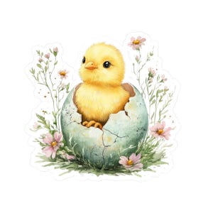 Cute Baby Chick Sticker, Easter Sticker, Adorable Animal Decal, Spring Time Decor, Water Resistant Vinyl Sticker, Eco Friendly Sticker