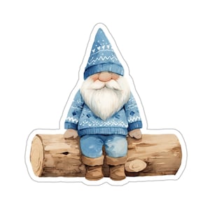Cute Watercolor Gnome Vinyl Sticker, Funny Gnome Laptop Decal, Waterproof and Eco Friendly, Cute Gnome Sticker for Gifts