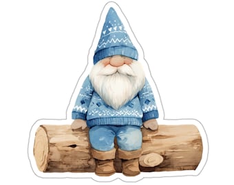 Cute Watercolor Gnome Vinyl Sticker, Funny Gnome Laptop Decal, Waterproof and Eco Friendly, Cute Gnome Sticker for Gifts