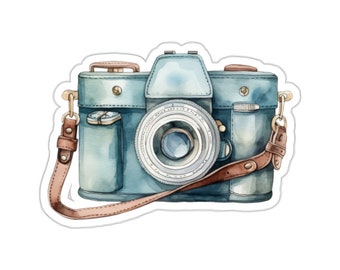 Adesivo per macchina fotografica vintage ad acquerello, decalcomania in vinile impermeabile