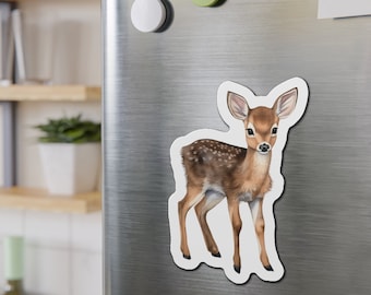 Watercolor Baby Deer Magnet, Cute Fawn Deer Nursery Decor, Refrigerator Magnets Die-Cut, Wildlife Gift, Animal Lover Gift