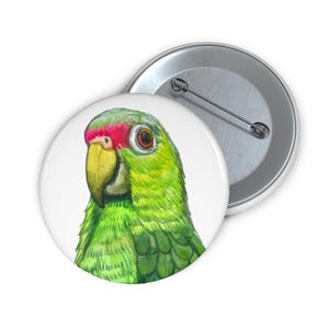 Colorful Parrot Pin Button, Green Parrot Badge, Bird Lover Gift, Collectible Button Pin, Cute Animal Accessory, Parrot Pin for Bags
