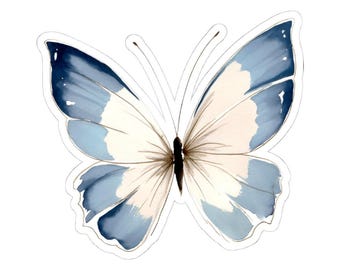 Blue Butterfly Sticker, Watercolor Art Decal, Spring Decor, Nature Gift, Laptop Sticker, Water Bottle Sticker, Cute Stickers
