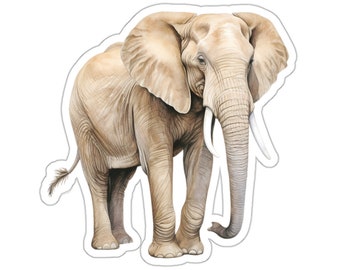 Watercolor Elephant Vinyl Sticker, Waterproof Animal Decal for Laptop Water Bottle Car Window Wall Decor, Transparent Sticker, Elephant Gift