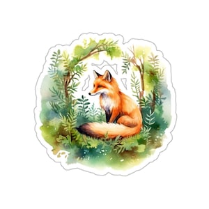 Sticker renard aquarelle, Sticker animaux de la forêt, Stickers renard mignon, Stickers ordinateur portable, Cadeau pour amoureux des animaux, Stickers nature