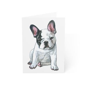 Niedliche Französische Bulldogge Grußkarten, 10er Pack oder Einzel Klappkarte mit Umschlag, Leere Innenseite, Aquarell Postkarte Schreibwaren Geschenkset