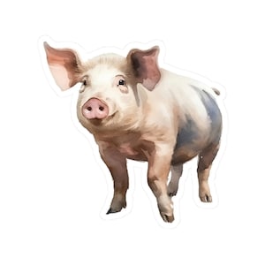 Cute Pig Sticker, Adorable Farm Animal Decal, Watercolor Pig Art, Perfect for Laptops and Water Bottles, Fun Decor Gift Idea