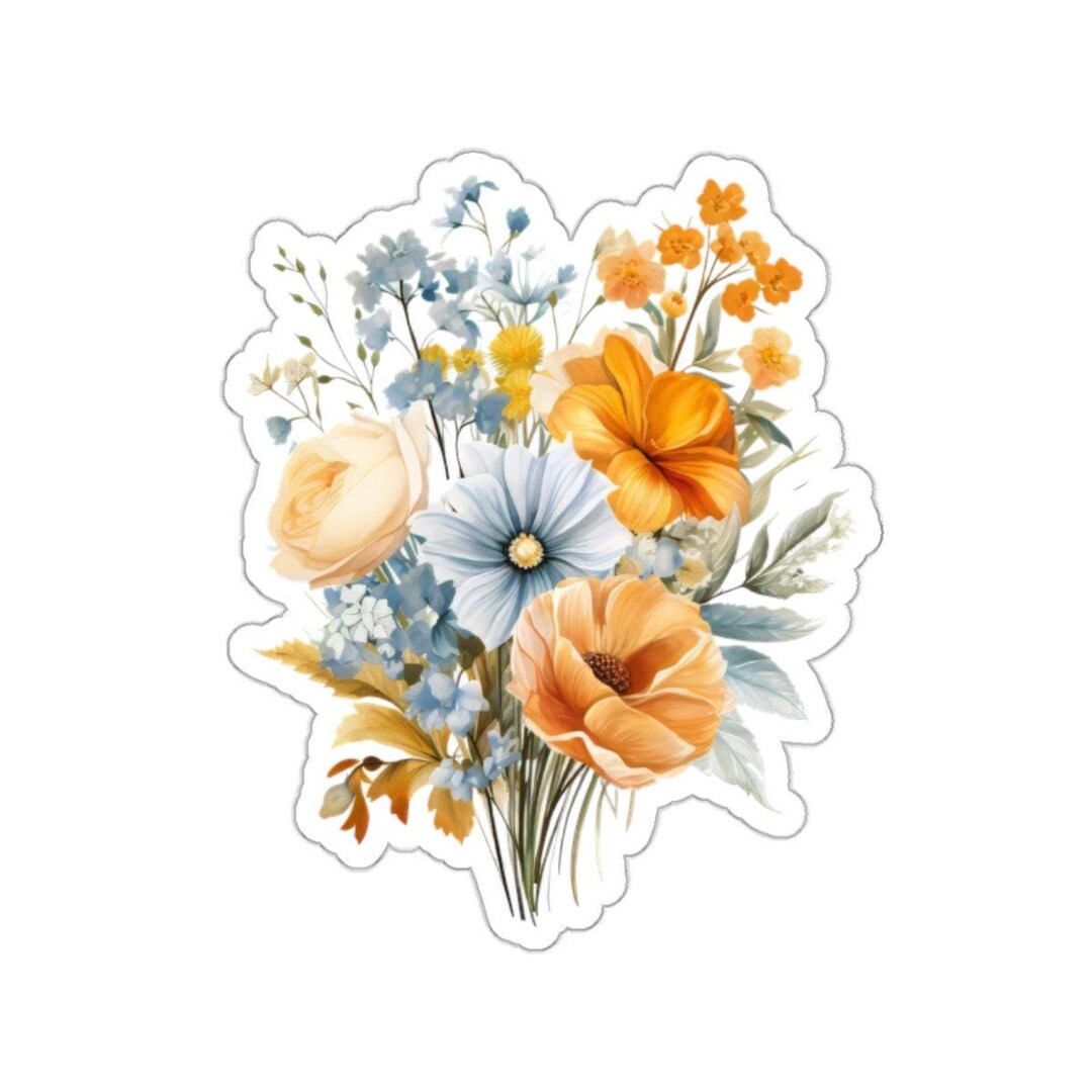 Floral Bouquet Sticker, Watercolor Flower Decal, Cute Stickers for ...
