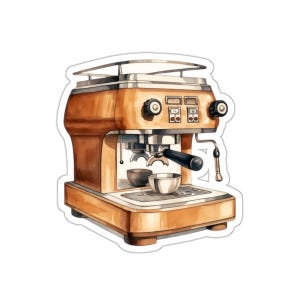 Espresso Machine Sticker, Coffee Lover Gift, Watercolor Art Sticker, Coffee Shop Decor, Cafe Sticker, Foodie Sticker, Laptop Sticker, Vinyl