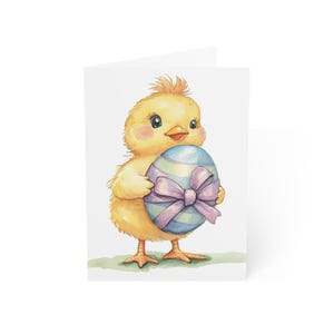 Cartões de saudação fofos de pintinhos de ovo de Páscoa, pacote com 10 ou cartão dobrado individualmente com envelope, em branco por dentro, conjunto de papelaria para presente de cartão postal de aquarela