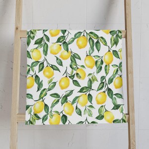 Lemon Hand Towel, Watercolor Fruit Towel, Citrus Decor, Kitchen Towel Gift, Botanical Towel, Bright Yellow Fruit, Spring Decor (137)
