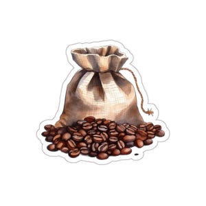 Coffee Beans Sticker, Watercolor Art, Foodie Gift, Coffee Lover Decal, Kitchen Decor, Cute Laptop Sticker, Water Bottle Sticker