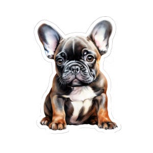 Brindle French Bulldog Stickers, Cute Puppy Decals, Funny Dog Stickers, Dog Lover Gifts, Waterproof Pet Stickers, Laptop Water Bottle