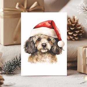 Simpatici biglietti di auguri natalizi a forma di barboncino, confezione da 10 cartoline natalizie acquerellate con buste, adorabili biglietti di auguri per animali domestici per proprietari di cani