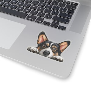 Tri Color Cardigan Corgi Sticker, Peeking Dog Waterproof Vinyl Sticker For Laptop Water Bottle Phone Wall Car Window Decal Welsh Corgi Gift image 9