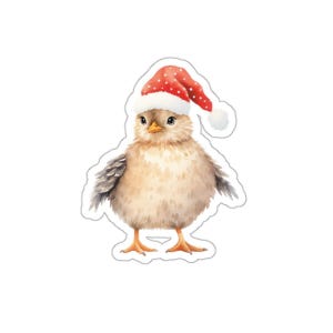 Adesivo de pintinho de Natal, adesivo de chapéu de Papai Noel, adesivos de inverno, decalque fofo de feriado, adesivo sazonal, presente para crianças, decoração de Natal