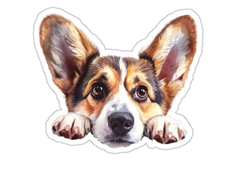 Pegatina de Corgi galés de Cardigan, pegatina de vinilo impermeable para perro mirando para ordenador portátil, botella de agua, teléfono, pared, ventana de coche, regalo