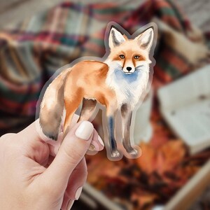 Sticker renard aquarelle - Sticker vinyle art animalier - Sticker imperméable pour ordinateur portable, bouteille d'eau, voiture, téléphone - Illustration mignonne de renard des bois