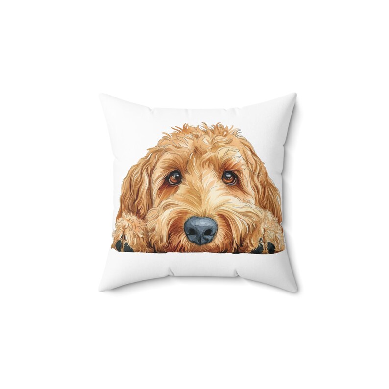 Goldendoodle Pillow, Peeking Dog Square Throw Pillow Print, Decor Accent Cushion with Cover and Insert, Spun Polyester, Dog Lover Gift image 8