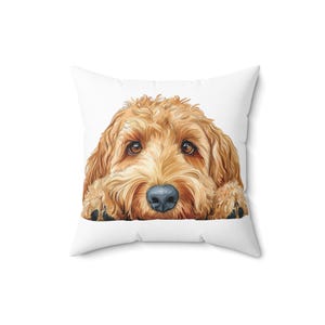 Goldendoodle Pillow, Peeking Dog Square Throw Pillow Print, Decor Accent Cushion with Cover and Insert, Spun Polyester, Dog Lover Gift image 6
