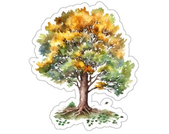 Watercolor Tree Stickers, Autumn Vibes, Nature Stickers, Fall Decor, Gift for Plant Lover, Laptop Stickers, Cute Decals