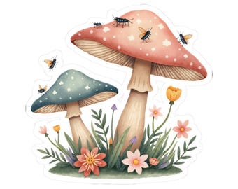 Mushroom Stickers, Cottagecore Stickers, Cute Stickers, Insect Sticker, Fairycore Stickers, Gift for Her, Gift for Best Friend