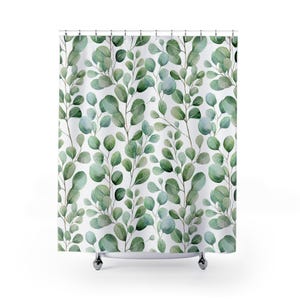 Cortina de ducha con hojas verdes, decoración botánica para el baño, cortina de ducha inspirada en la naturaleza, estampado de hojas, baño ecológico, moderno y fresco